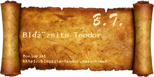 Blázsits Teodor névjegykártya